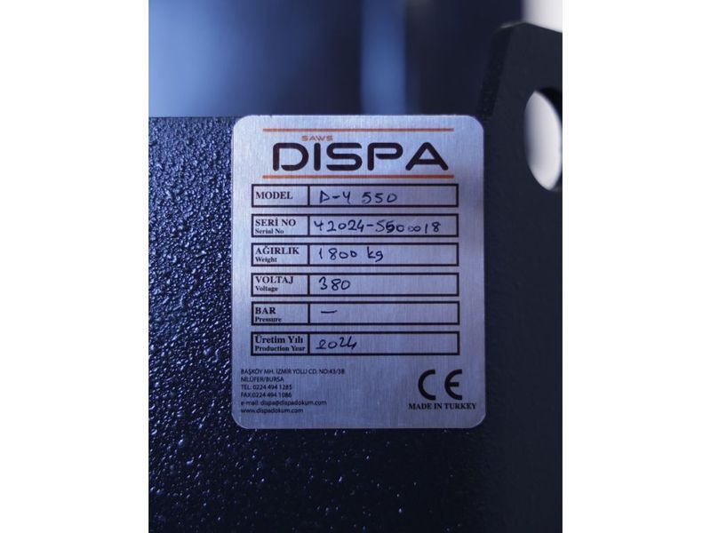 DISPA MAKINA D-Y 550 P&oacute;łautomatyczna dwukolumnowa piła taśmowa